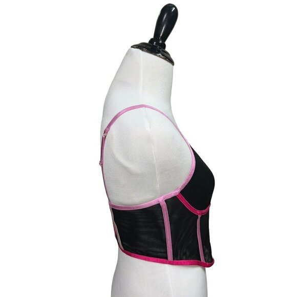 Sofia Intimate Women's M Medium Boned Corset Top Mesh Hook & Eye Closure Straps - Picture 4 of 7